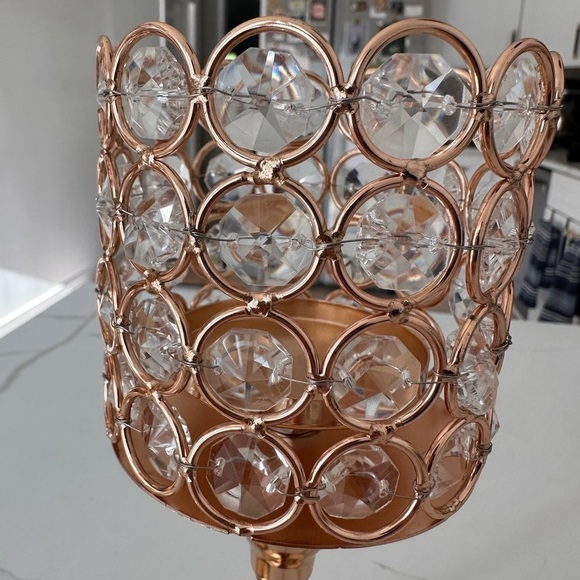 Rose Gold Candlestick centerpieces candle holders - PAIR - Picture 6 of 6